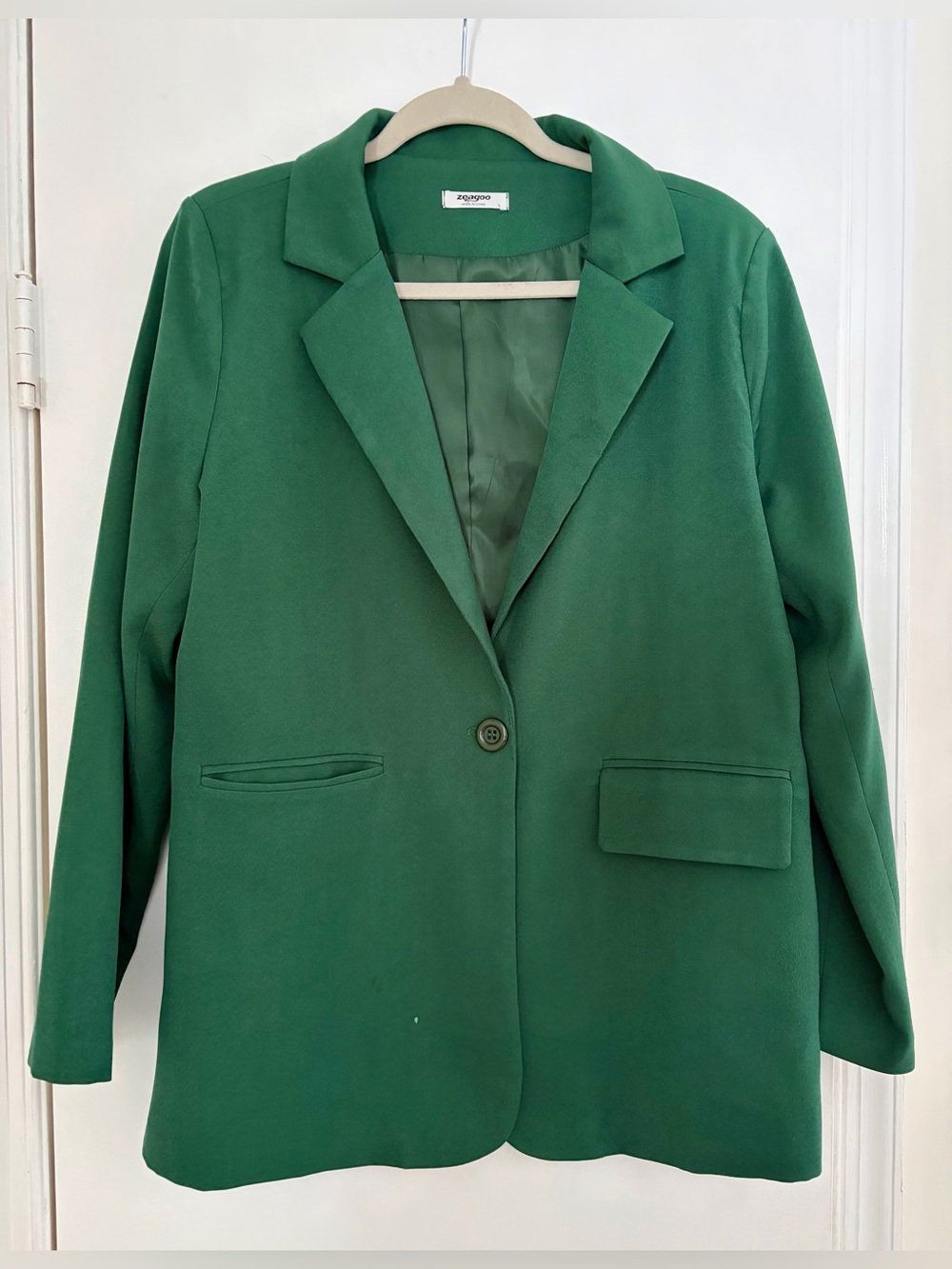 ZEEAGO Green Single-Button Blazer Jacket. Size L.